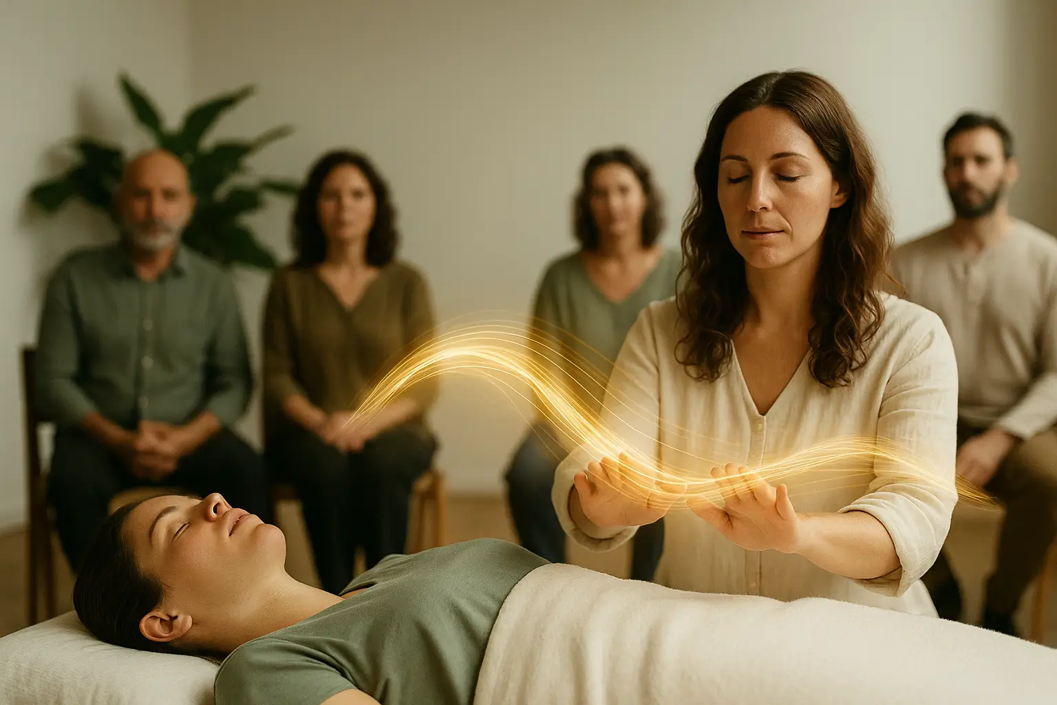 Szene aus einem Reiki-Kurs