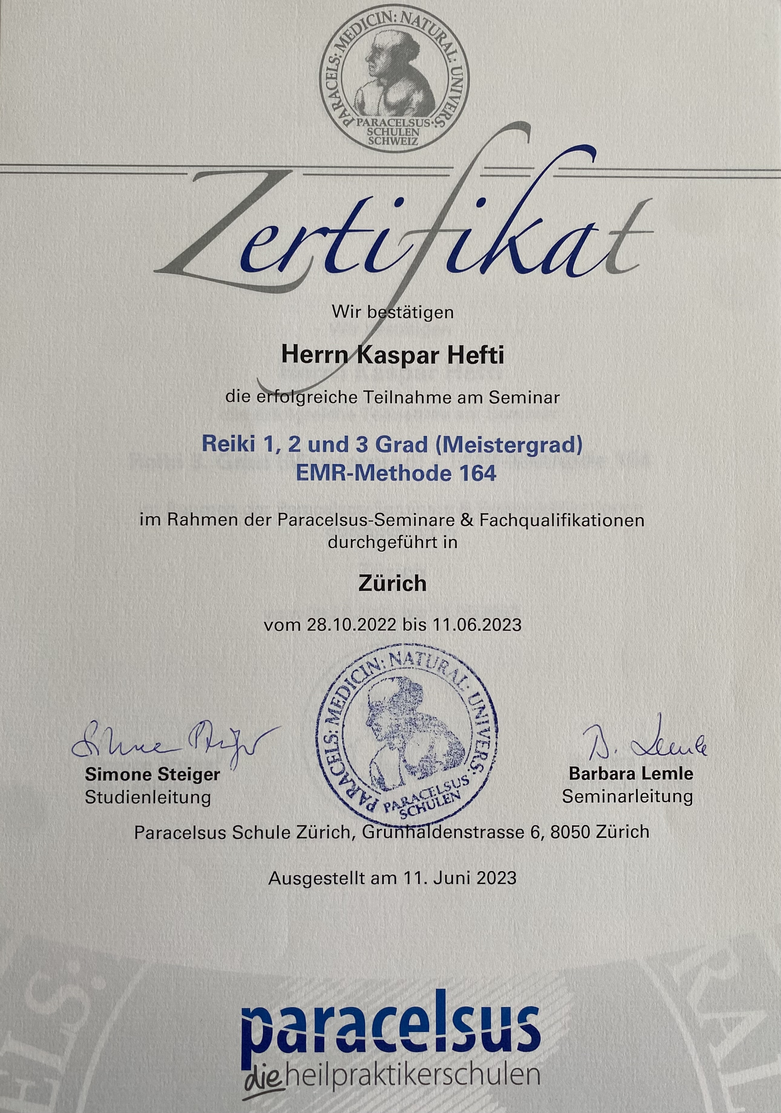 Hefti Reiki Zürich, Reiki Au
